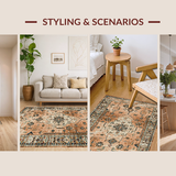 Ultra Soft Area Rug, Non Slip, Stain Resistant, Washable Area Rugs for Living Room, Bedroom, Chic Faded Diamond Pattern(Brown)