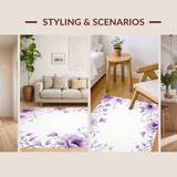 Ultra Soft Area Rug, Non Slip, Stain Resistant, Washable Area Rugs for Living Room, Bedroom, Contemporary Circular Flower Pattern(Purple)