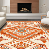 Ultra Soft Area Rug, Non Slip, Stain Resistant, Washable Area Rugs for Living Room, Bedroom, Stylish Abstract Warm Palette(Orange)