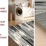 Ultra Soft Area Rug, Non Slip, Stain Resistant, Washable Area Rugs for Living Room, Bedroom, Avant-Garde Striped Rug, Artistic Monochrome Carpet, Graphic Linear Design(Black)