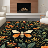 Ultra Soft Area Rug, Non Slip, Stain Resistant, Washable Area Rugs for Living Room, Bedroom, Stylish Contemporary Nature Elements(Black)