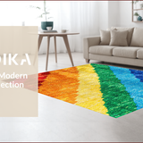 Ultra Soft Area Rug, Non Slip, Stain Resistant, Washable Area Rugs for Living Room, Bedroom, Ultra-Thin Modern Rainbow Living Room Carpet(Red)