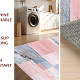 Ultra Soft Area Rug, Non Slip, Stain Resistant, Washable Area Rugs for Living Room, Bedroom, Sleek Light Luxury Geometric Texture(Pink)