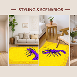 Ultra Soft Area Rug, Non Slip, Stain Resistant, Washable Area Rugs for Living Room, Bedroom, Elegant Purple and Yellow Harmony(Yellow)