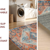 Ultra Soft Area Rug, Non Slip, Stain Resistant, Washable Area Rugs for Living Room, Bedroom, Artistic Tiled Pattern in Earthy Colors(Orange)