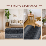 Ultra Soft Area Rug, Non Slip, Stain Resistant, Washable Area Rugs for Living Room, Bedroom, Sophisticated Neutral Ogee Style(Black)