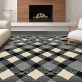 Ultra Soft Area Rug, Non Slip, Stain Resistant, Washable Area Rugs for Living Room, Bedroom, Elegant Gray and Black Lattice Design(Gray)