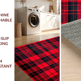 Ultra Soft Area Rug, Non Slip, Stain Resistant, Washable Area Rugs for Living Room, Bedroom, Rustic Vintage Checker Pattern(Red)