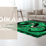 Ultra Soft Area Rug, Non Slip, Stain Resistant, Washable Area Rugs for Living Room, Bedroom, Vibrant Modern Animal Pattern(Green)