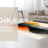 Ultra Soft Area Rug, Non Slip, Stain Resistant, Washable Area Rugs for Living Room, Bedroom, Artistic Abstract Circular Motif(Orange)