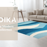 Ultra Soft Area Rug, Non Slip, Stain Resistant, Washable Area Rugs for Living Room, Bedroom, Sleek Contemporary Flowing Pattern(Blue)