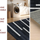 Ultra Soft Area Rug, Non Slip, Stain Resistant, Washable Area Rugs for Living Room, Bedroom, Modern Minimalist Striped Woven Rug With Dramatic Contrast Design(Black)