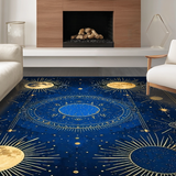 Ultra Soft Area Rug, Non Slip, Stain Resistant, Washable Area Rugs for Living Room, Bedroom, Celestial Inspired Sun Moon Design(Blue)
