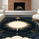 Ultra Soft Area Rug, Non Slip, Stain Resistant, Washable Area Rugs for Living Room, Bedroom, Elegant Minimalist Lunar Design(Black)