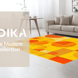 Ultra Soft Area Rug, Non Slip, Stain Resistant, Washable Area Rugs for Living Room, Bedroom, Lively Retro Symmetrical Design(Yellow)