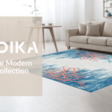 Ultra Soft Area Rug, Non Slip, Stain Resistant, Washable Area Rugs for Living Room, Bedroom, Light Blue Underwater Coral Design(Blue)