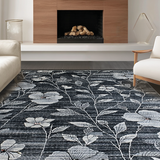 Ultra Soft Area Rug, Non Slip, Stain Resistant, Washable Area Rugs for Living Room, Bedroom, Contemporary Graphic Leaf Design(Gray)