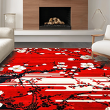 Ultra Soft Area Rug, Non Slip, Stain Resistant, Washable Area Rugs for Living Room, Bedroom, Vibrant Cherry Blossom Aesthetic(Red)