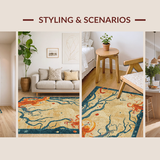 Ultra Soft Area Rug, Non Slip, Stain Resistant, Washable Area Rugs for Living Room, Bedroom, Boho Octopus Rug:  Playful Tentacle Pattern Area Rug(Beige)
