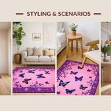 Ultra Soft Area Rug, Non Slip, Stain Resistant, Washable Area Rugs for Living Room, Bedroom, Joyful Whimsical Floral Touch(Pink)