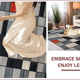 Ultra Soft Area Rug, Non Slip, Stain Resistant, Washable Area Rugs for Living Room, Bedroom, Contemporary Black Tiled Design(Gray)