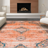 Ultra Soft Area Rug, Non Slip, Stain Resistant, Washable Area Rugs for Living Room, Bedroom, Soft Terracotta Linear Arrangement(Orange)