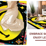 Ultra Soft Area Rug, Non Slip, Stain Resistant, Washable Area Rugs for Living Room, Bedroom, Trippy Monochrome Abstract Design(Yellow)