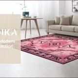 Ultra Soft Area Rug, Non Slip, Stain Resistant, Washable Area Rugs for Living Room, Bedroom, Rustic Pink Cowgirl Boots Motif(Pink)