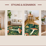 Ultra Soft Area Rug, Non Slip, Stain Resistant, Washable Area Rugs for Living Room, Bedroom, Charming Rustic Wildflower Arrangement(Green)