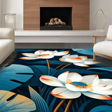 Ultra Soft Area Rug, Non Slip, Stain Resistant, Washable Area Rugs for Living Room, Bedroom, Eye-Catching Botanical Artistry(White)