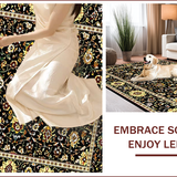 Ultra Soft Area Rug, Non Slip, Stain Resistant, Washable Area Rugs for Living Room, Bedroom, Rustic Earthy Floral Elegance(Black)