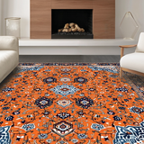 Ultra Soft Area Rug, Non Slip, Stain Resistant, Washable Area Rugs for Living Room, Bedroom, Charming Vintage Botanical Inspiration(Orange)