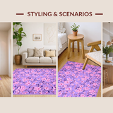 Ultra Soft Area Rug, Non Slip, Stain Resistant, Washable Area Rugs for Living Room, Bedroom, Rustic Purple and Pink Flourish(Purple)