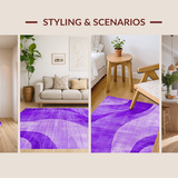 Ultra Soft Area Rug, Non Slip, Stain Resistant, Washable Area Rugs for Living Room, Bedroom, Chic Artistic Abstract Waves(Purple)