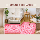 Ultra Soft Area Rug, Non Slip, Stain Resistant, Washable Area Rugs for Living Room, Bedroom, Soft Plush Floral Elegance(Pink)