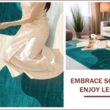 Ultra Soft Area Rug, Non Slip, Stain Resistant, Washable Area Rugs for Living Room, Bedroom, Modern Abstract Teal Living Room Pet-Friendly Rug(Beige)