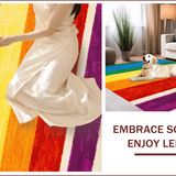 Ultra Soft Area Rug, Non Slip, Stain Resistant, Washable Area Rugs for Living Room, Bedroom, Vibrant Rainbow Stripe Plush Nursery Rug(Red)