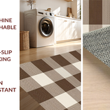 Ultra Soft Area Rug, Non Slip, Stain Resistant, Washable Area Rugs for Living Room, Bedroom, Rustic Earthy Checked Aesthetic(Brown)