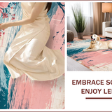 Ultra Soft Area Rug, Non Slip, Stain Resistant, Washable Area Rugs for Living Room, Bedroom, Machine Washable Floral Dining Room Accent Rug(Pink)