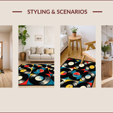 Ultra Soft Area Rug, Non Slip, Stain Resistant, Washable Area Rugs for Living Room, Bedroom, Retro Artistic Vinyl Record Design(Black)