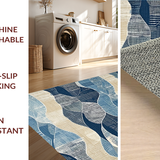 Ultra Soft Area Rug, Non Slip, Stain Resistant, Washable Area Rugs for Living Room, Bedroom, Rustic Textured Natural Tones(Blue)