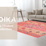 Ultra Soft Area Rug, Non Slip, Stain Resistant, Washable Area Rugs for Living Room, Bedroom, Vibrant Abstract Art Fusion(Pink)