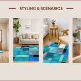 Ultra Soft Area Rug, Non Slip, Stain Resistant, Washable Area Rugs for Living Room, Bedroom, Contemporary Colorful Bedroom Non-Slip Rug(Blue)