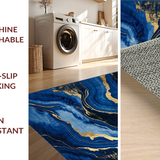 Ultra Soft Area Rug, Non Slip, Stain Resistant, Washable Area Rugs for Living Room, Bedroom, Elegant Blue Marble Aesthetic(Blue)
