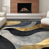 Ultra Soft Area Rug, Non Slip, Stain Resistant, Washable Area Rugs for Living Room, Bedroom, Dynamic Bold Abstract Composition(Gold)