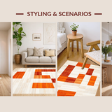 Ultra Soft Area Rug, Non Slip, Stain Resistant, Washable Area Rugs for Living Room, Bedroom, Striking Organic Patterned Visual(Orange)