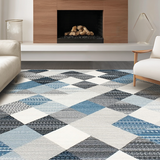 Ultra Soft Area Rug, Non Slip, Stain Resistant, Washable Area Rugs for Living Room, Bedroom, Rustic Textured Geometric Aesthetic(Gray)