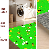 Ultra Soft Area Rug, Non Slip, Stain Resistant, Washable Area Rugs for Living Room, Bedroom, Colorful Bee Artistry Rug(Green)