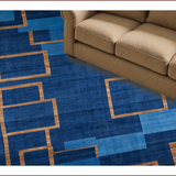 Ultra Soft Area Rug, Non Slip, Stain Resistant, Washable Area Rugs for Living Room, Bedroom, Artistic Blue Brown Abstract Composition(Blue)