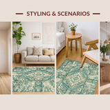 Elegant Cream and Sage Floral Medallion(Ivory)